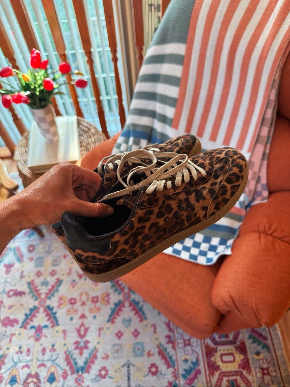 H&M Leopard Print Lace-Up Sneakers in Brown and Black